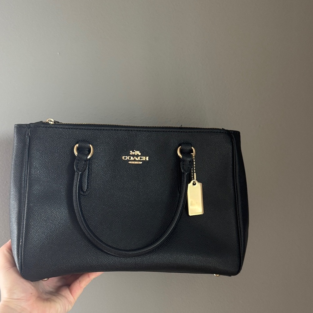 Coach Black Satchel with Gold Accents
